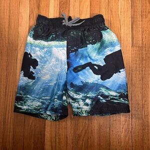 Big Chill size 4  Ocean Scuba Diver Aop Mesh Lined Swim Trunks